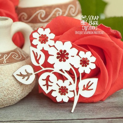 Чипборд Scrapbox — гілочка з квіточками Hf-044