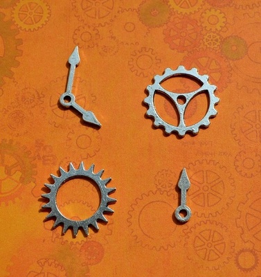 Набір металевих прикрас "Шестерні і стрілки", Срібло, 15-2м, 4 шт.