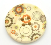 Дерев’яний ґудзик Multicolor Flower Pattern B15466, діаметр 3 см, 1 шт.