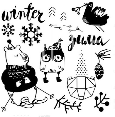 Набір штампів від Артельє - ZIMAЛогія, 8x8см