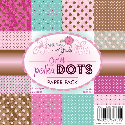 Набір односторонніх аркушів Wild Rose Studio - Girly Polka Dots Papers - 15х15см