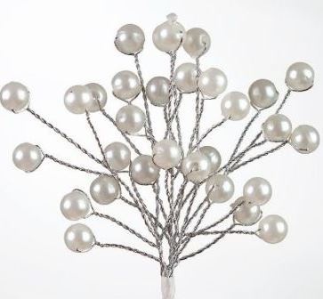 Мини-веточки с жемчужинками от Scrapberry's  БЕЛЫЕ  6 шт