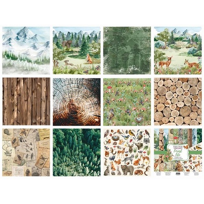 Набір двостороннього паперу для скрапбукінгу Forest life 30,5x30,5 см 10 аркушів