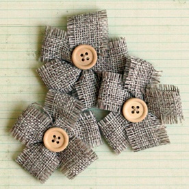 Цветочки с мешковины Maya Road - Burlap Posies, 3 шт.