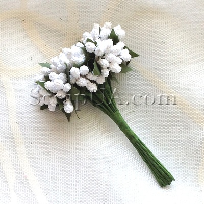 Гілочки з маленькими ягідками, білий колір, 1 пучок з 12 штук