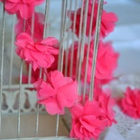 Стрічка з квіточками із шифону, колір яскраво-рожевий, 6 цвіт