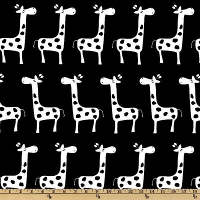 Тканина 100% бавовна - Жирафики білі на чорному, 45x65см
