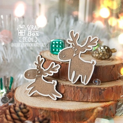 Деревʼяна фішка ScrapBox - 2 олені Fl-011