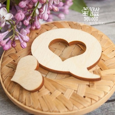Дерев’яний декор ScrapBox - Бабл з сердечком Wfo-005