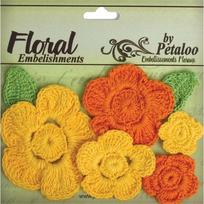 Набір в’язаних квітів Petaloo - Crocheted Flowers Collection Yellows / Oranges