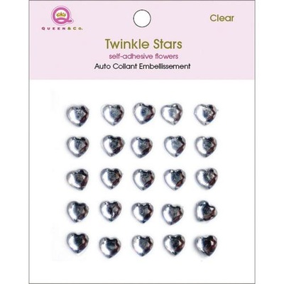 Половинки кристалів на клейовій основі Queen & Co - Twinkle Self-Adhesive Embellishments Hearts/Clear