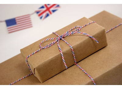 Хлопковый шнур от Divine Twine - Air Mail, 1 мм, цвет голубой/белый/красный, 1м