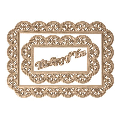 Ножи от Spellbinders - Shapeabilities Thinking of You Scalloped Rectangle Etched Dies Thoughtful Expressions by Marisa Job