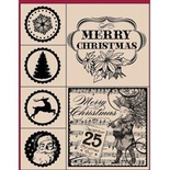 Набор резиновых штампов Hampton Art - Merry Christmas, на деревянном блоке, 6 штук