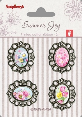 Набір металевих прикрас з епоксидками від ScrapBerryʼs - Літня радість 3, 4шт