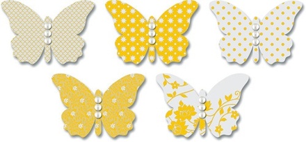 Бабочки из веллума с рисунком Jenni Bowlin Vellum Embellished Butterflies - Yellow, 5 штук, цвет желтый