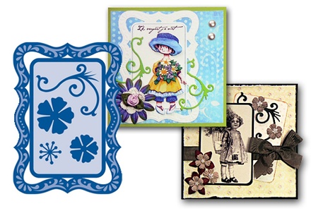 Набір ножів для вирубки Marianne Design Creatables - Rectange Frame & Flowers