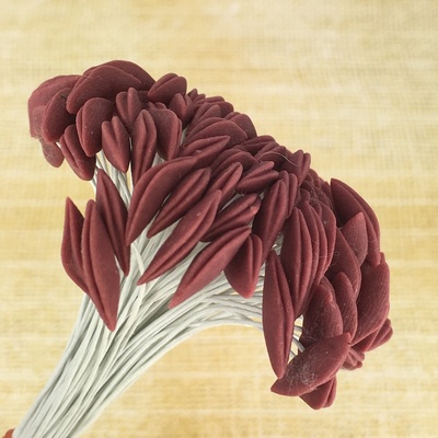 Тычинки для лилии на проволоке, цвет коричнево-бордовый, 5 шт.