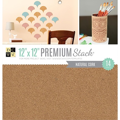 Набір кардстоку DCWV Natural Cork, 30x30 см, 14 аркушів, природний корок