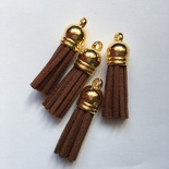 Підвіска - китиця з замші з золотим наконечником, 35х10 мм, колір коричневий