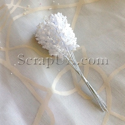 Веточки декоративные с цветными стебельками, цвет белый, 1 пучок из 8 штук