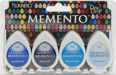 Набор чернил для штампинга Tsukineko - Memento Dew Drops - Ocean, 4 шт.