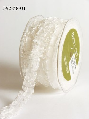 Стрічка "Бантова складка", колір білий, ширина 16мм, довжина 90 см