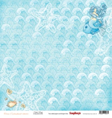 Бумага для скрапбукинга от ScrapBerry's - Сказки моря - Нимфа, двусторонняя, 30,5x30,5 см