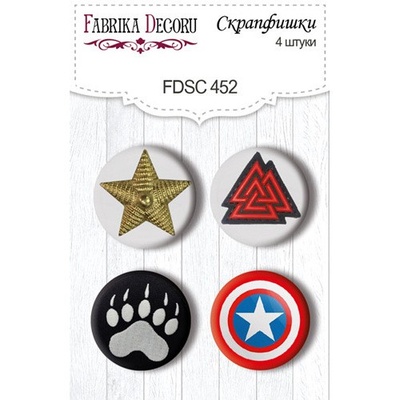 Скрап-фішки набір 4шт. Military style #452, ТМ Фабрика Декору