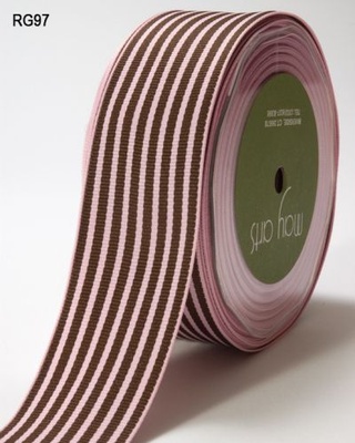Стрічка Pink/Brown Stripes, колір рожевий/коричневий, RG - 5 - 97, ширина 3,8см, довжина 90 см