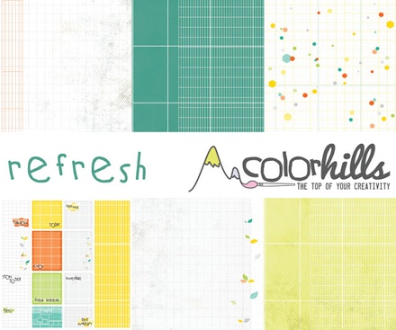 Набір паперу, фішок і штампів від Color Hills - колекція Refresh, 14 елементів