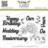 Набір акрилових штампів Lesia Zgharda Привітальні фрази (англ,) TA135, 12 шт