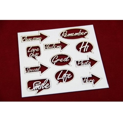 Чипборд Scrapiniec - Стрілки з англійськими словами, рукописний шрифт, 11 штук