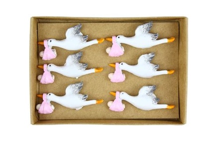 Набір декоративних прикрас зі Стікерами від ScrapBerryʼs - лелека, 10 шт.