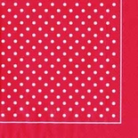 Серветка "Дрібний горошок з каймою", колір біло-червоний, 33x33см, 1 шт.