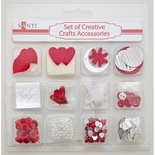Набор декоративных украшений для скрапбукинга TM Santi, 12 видов, красный