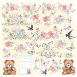 Аркуш з картинками для вирізання Baby shabby 30,5x30,5см, ТМ Фабрика Декору