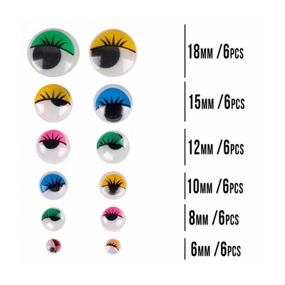 Оченята SANTI самоклейні з віями кольорові асорті 36 шт