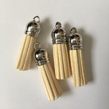 Подвеска - Кисточка из замши с серебристым наконечником, 35х10 мм, цвет кремовый