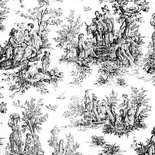 Ткань 100% хлопок - Пастораль черно-белая, 45х65 см