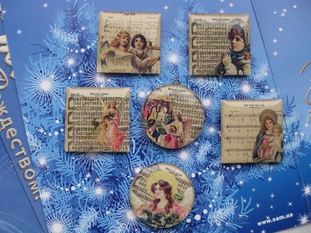ЦЕНА СНИЖЕНА! Фишки для скрапбукинга с эпоксидным покрытием Рождество