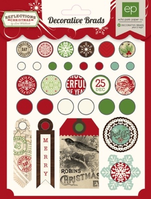 Набор брадс от Echo Park - Reflections Christmas Brads