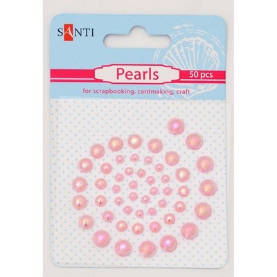 Набір перлин самоклейних рожевих райдужних, 50 шт., ТМ Santi