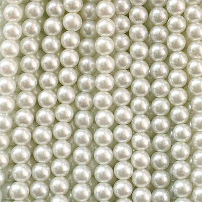 Бусины "жемчуг" на нити, цвет белый, диаметр 4 мм, длина около 80 см