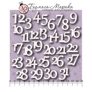 Белый чипборд от Бумага Марака. Набор цифр от 1 до 31. Адвент-календарь