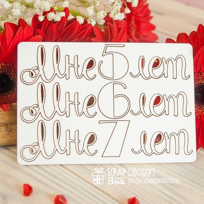 Чипборд ScrapBox - Набір написів від5 до 7 років Hi-334