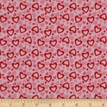 Тканина 100% бавовна - Сердечки червоні на рожевому, 45x55см