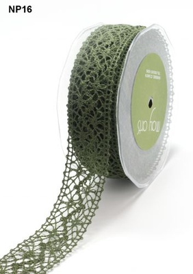 В’язане мереживо Dark Olive, ширина 3,8 см, довжина 90 см, колір оливковий