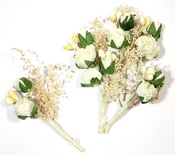 Декоративний букетик з трояндами, колір білий, 4 см, 6 шт.