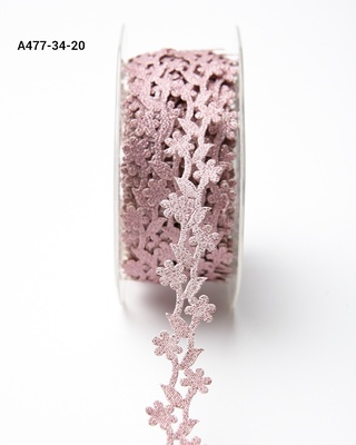 Стрічка на клейовій основі - Adhesive Fleur-de-lis Scroll Design - рожева, ширина - 22 мм, довжина 90 см